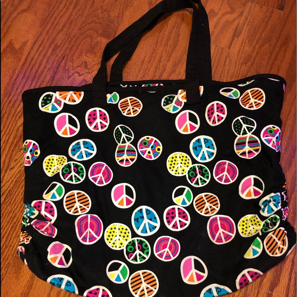 Peace sign black tote